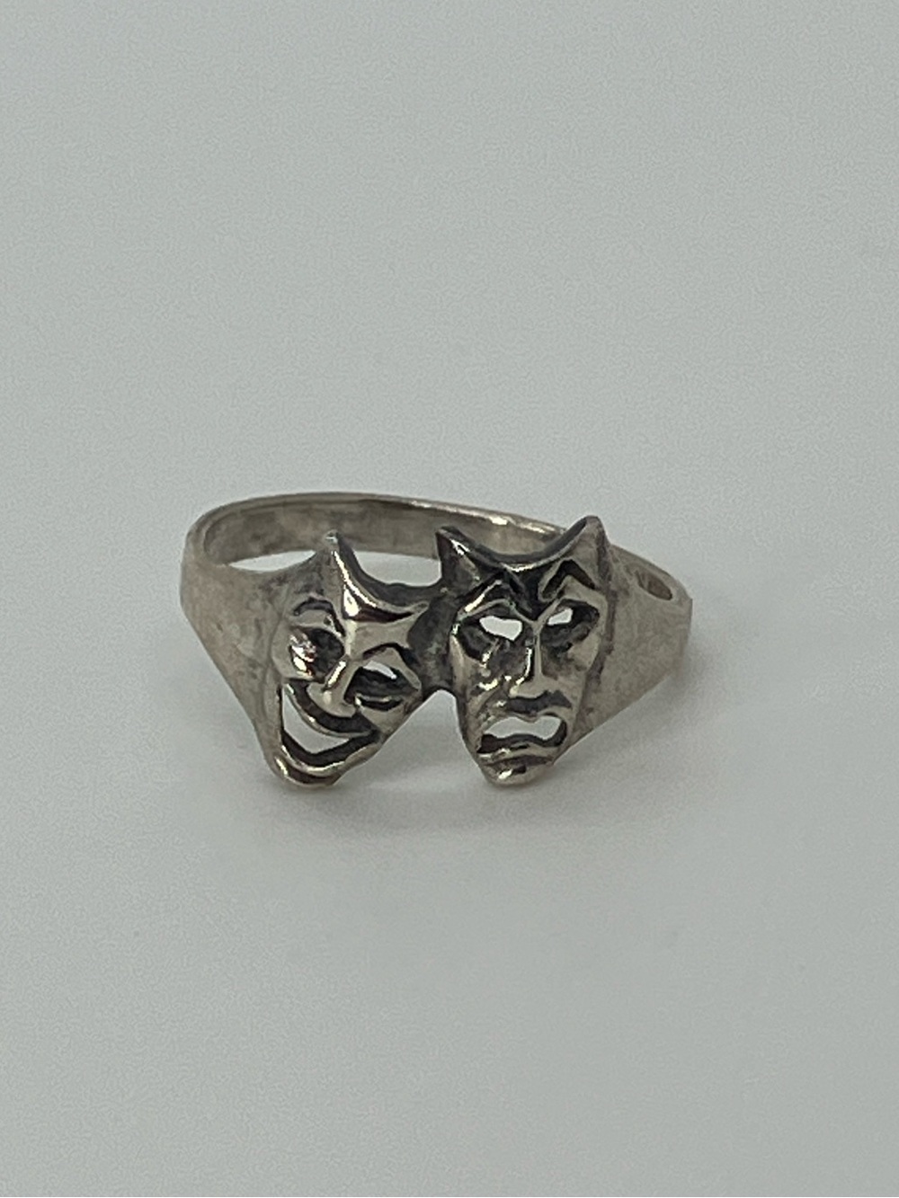 Vtg 925 Sterling Silver Comedy Tragedy Mask Ring Size 6.75